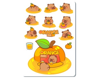 Capybara Orange Bar Sticker Sheet