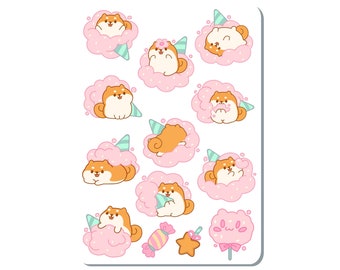 Shiba Inu Cotton Candy Sticker Sheet