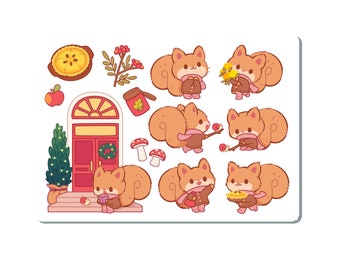 Autumn Squirrels Sticker Sheet
