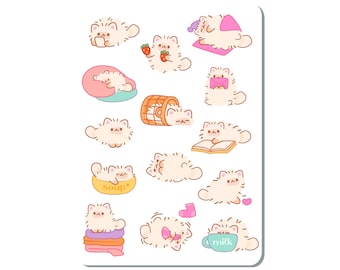 Fluffy White Cat Sticker Sheet