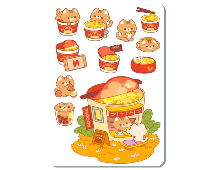 Cat Ramen Sticker Sheet
