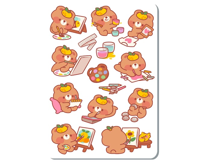 Artist Bear Sticker Sheet