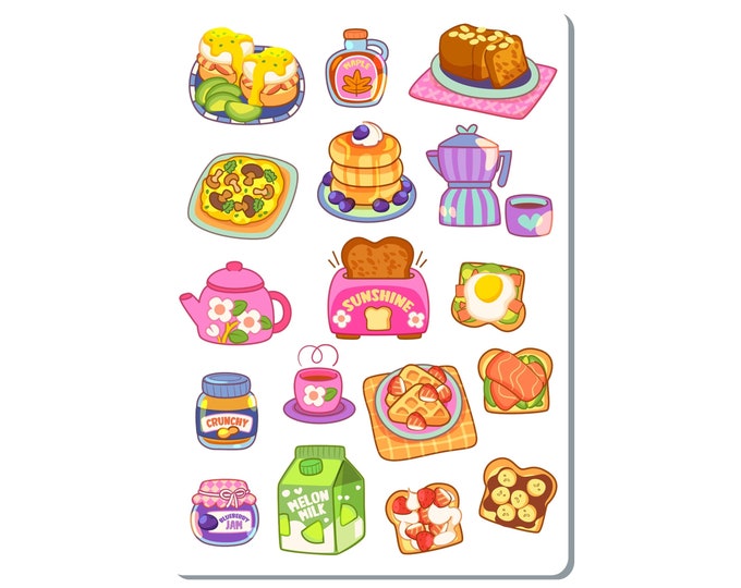 Cute Breakfast Sticker Sheet