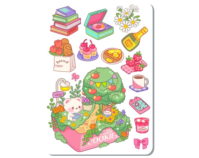Gardening Bear Sticker Sheet