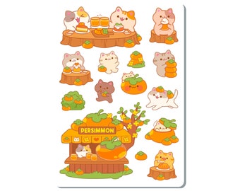 Persimmon Cat Sticker Sheet