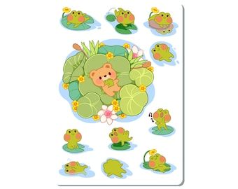 Bear Frog Pond Sticker Sheet