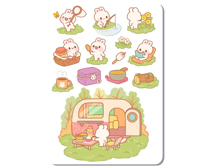 Camping Bunny Sticker Sheet