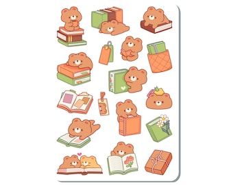Bear Book Lover Sticker Sheet