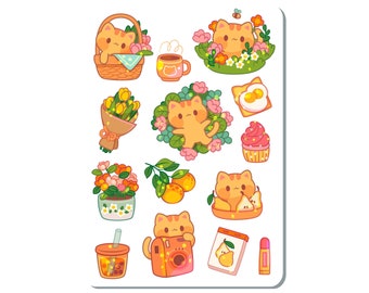 Garden Picnic Cat Sticker Sheet