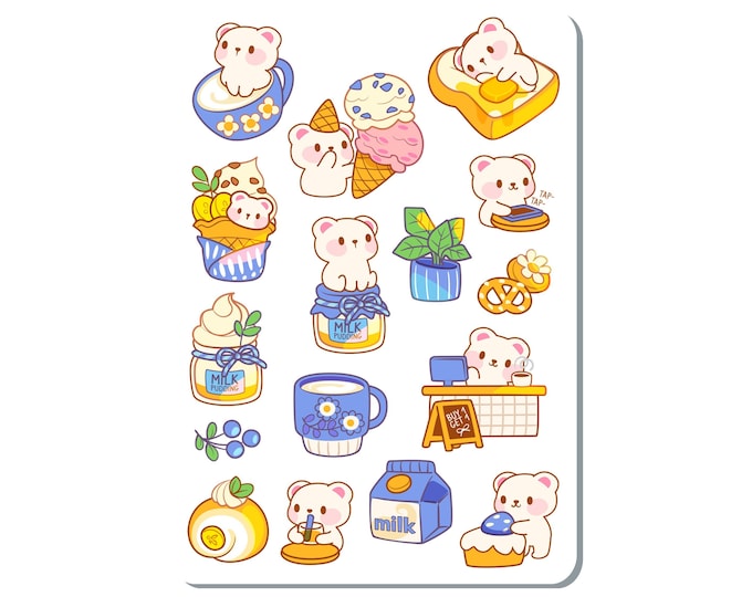 Polar Bear Dairy Treats Sticker Sheet