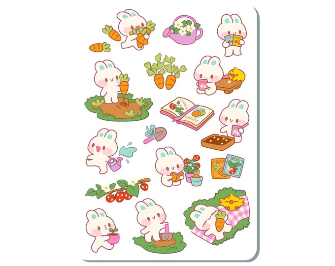 Gardening Bunny Sticker Sheet