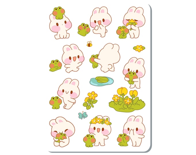 Bunny Frog Friends Sticker Sheet