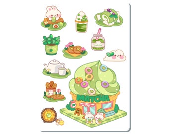 Green Tea Matcha Bunny Sticker Sheet