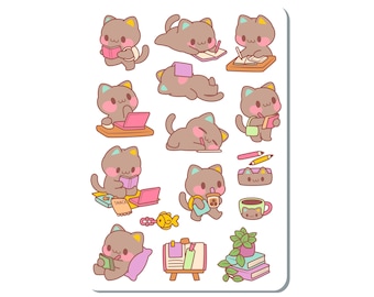 Study Cat Sticker Sheet