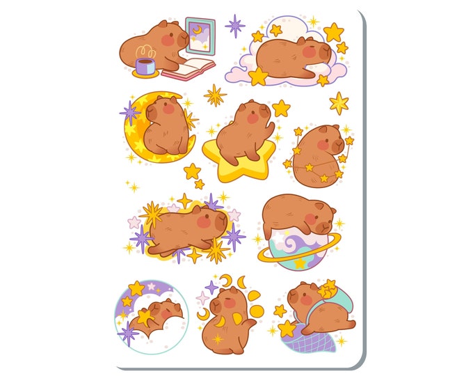 Celestial Capybara Sticker Sheet