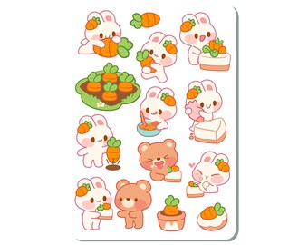 Gardening Bunny Bear Sticker Sheet