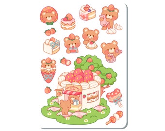 Strawberry Bear Sticker Sheet
