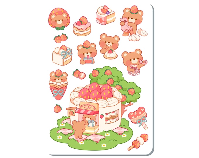 Strawberry Bear Sticker Sheet