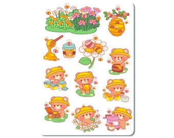 Honey Bee Bear Sticker Sheet