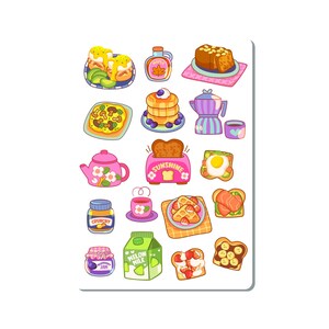Frühstück Vinyl Sticker Bogen Ideal für Planer, Journaling, Scrapbooking, Bullet Journals, Laptop, Wasserflasche | SS045
