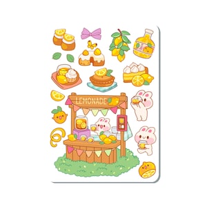 Bunny Lemonade Stand Vinyl-Aufkleber Bogen ideal für Planer, Journaling, Scrapbooking, Bullet Journals, Laptop, Wasserflasche | SS082