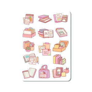 Bunny Books Vinyl Sticker Sheet Great for Planners, Journaling, Scrapbooking, Bullet Journals, Laptop, Water Bottle | SS062
