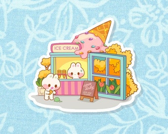 Bunny Ice Cream Shop Sticker