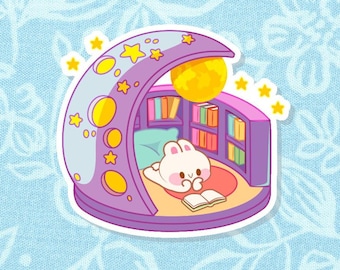 Space Bunny Library Study Sticker
