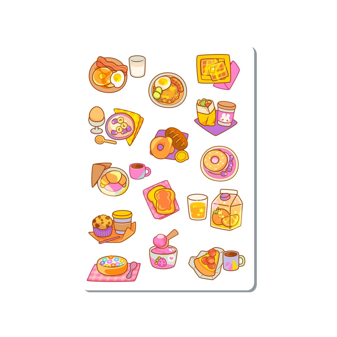 Breakfast Food Vinyl Sticker Sheet: Planner, Journal, Laptop (A6) - Etsy