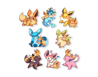 Cute Eeveelution with Baby Eevee Sticker