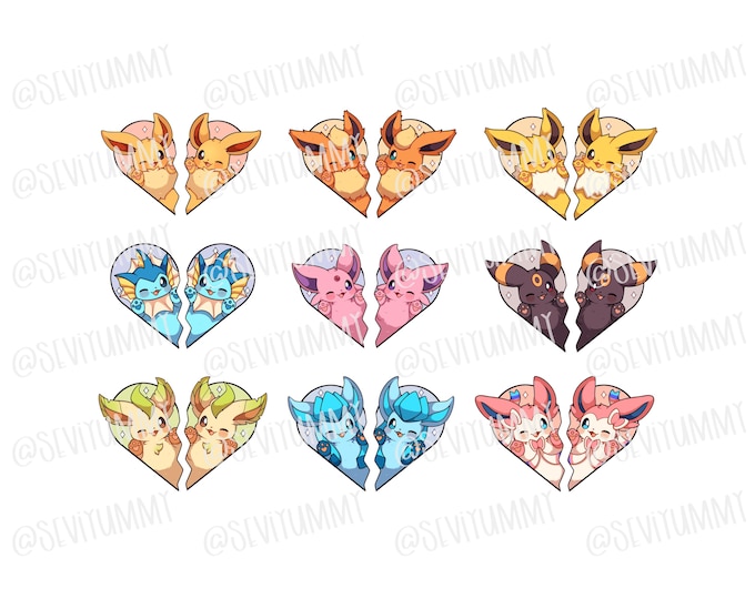 Matching Eeveelution Couple Stickers