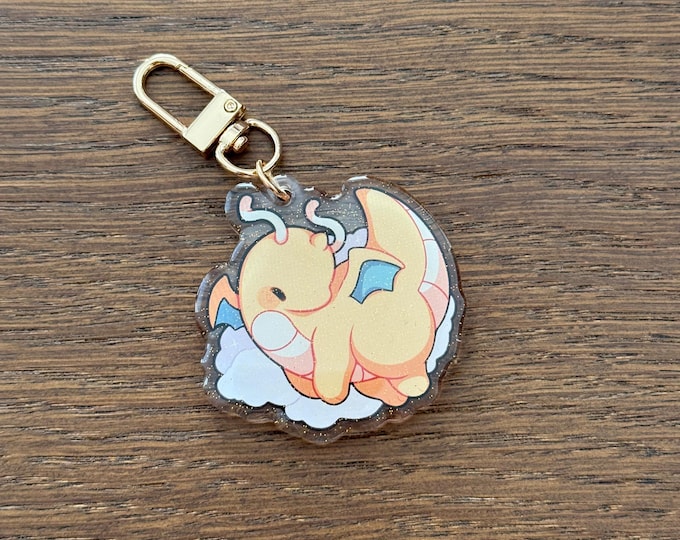 Dragonite 2" Acrylic Keychain | Double Sided Glitter Epoxy