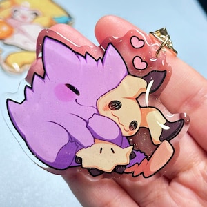 Ghost Buddies Gengar Mimikyu 2” Acrylic Keychains | Double Sided Glitter Epoxy