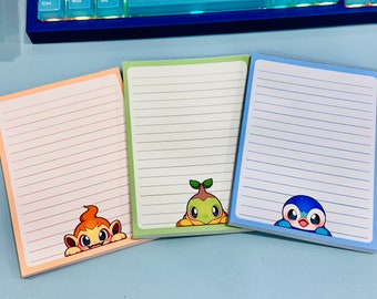 Gen 4 Poke Starters Characters Memo Note Pad