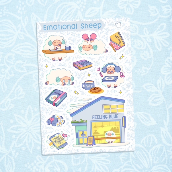 Emotional Sheep | Cute Kawaii Deco Planner Journal Sticker Sheet