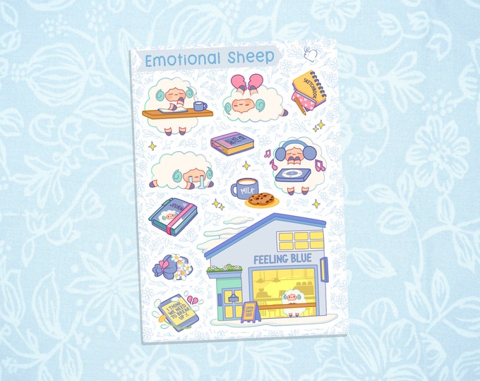 Emotional Sheep | Cute Kawaii Deco Planner Journal Sticker Sheet