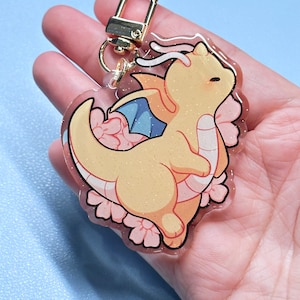 Dragonite 2” Acrylic Keychains | Double Sided Glitter Epoxy