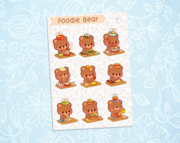 Foodie Bear | Cute Kawaii Deco Planner Sticker Sheet