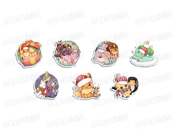 Holiday Themed Anime Video Game Weatherproof Die Cut Stickers