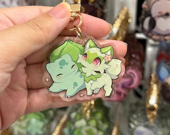 Sprigatito Bulba 2" Acrylic Keychain | Double Sided Glitter Epoxy