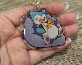 Snorlax Pizza 2" Acrylic Keychain
