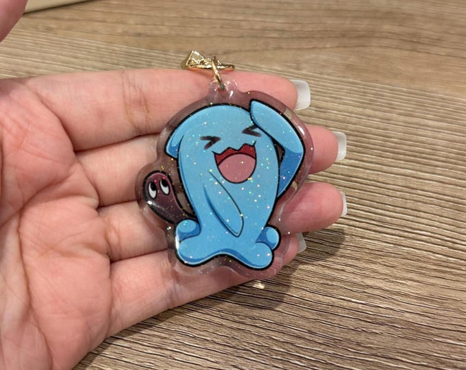 Wobbuffet 2" Acrylic Keychain | Double Sided Glitter Epoxy