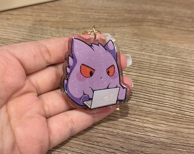 Work Gengar 2" Acrylic Keychain | Double Sided Glitter Epoxy