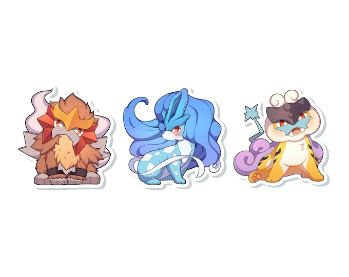 Raikou Suicune Entei Legendary Dogs Stickers