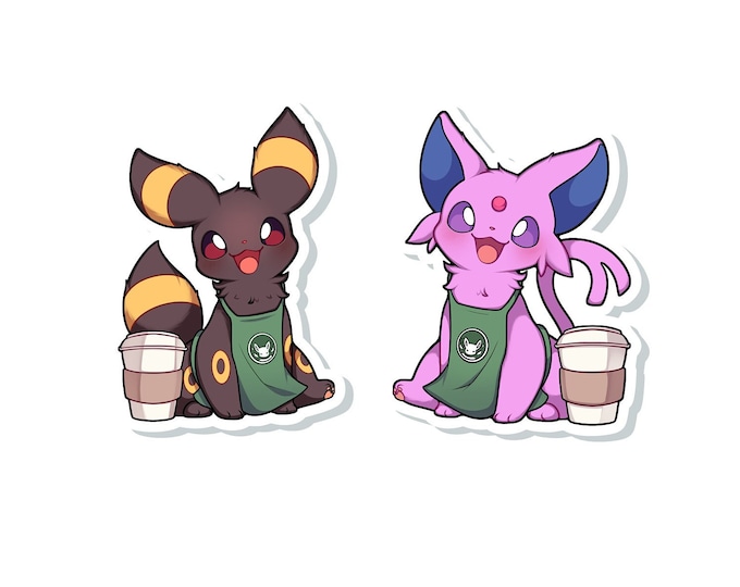 Umbreon & Espeon Barista Coffee Sticker