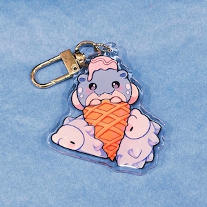 Spheal Snom Ice Cream 2” Acrylic Keychains | Double Sided Glitter Epoxy