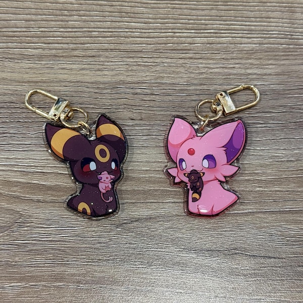 Umbreon Espeon 2" Acrylic Keychain | Double Sided Glitter Epoxy