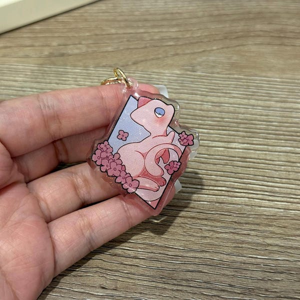 Mew 2" Acrylic Keychain | Double Sided Glitter Epoxy