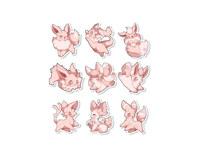 BUNDLED Sakura Blush Eeveelution Sticker | Waterproof | Video Game  Sticker