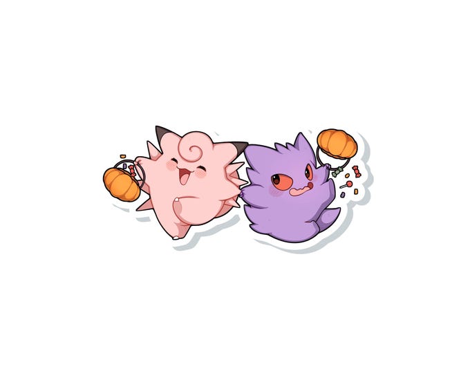 Clefable Gengar Halloween Sticker